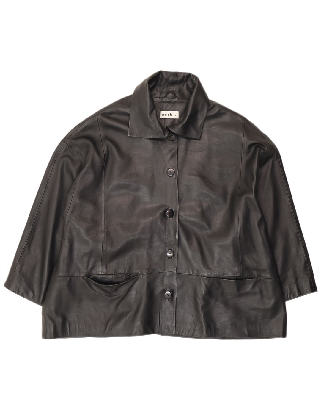 Vintage Γυναικείο Δερμάτινο Μπουφάν UK 18 XL Μαύρο Δερμάτινο