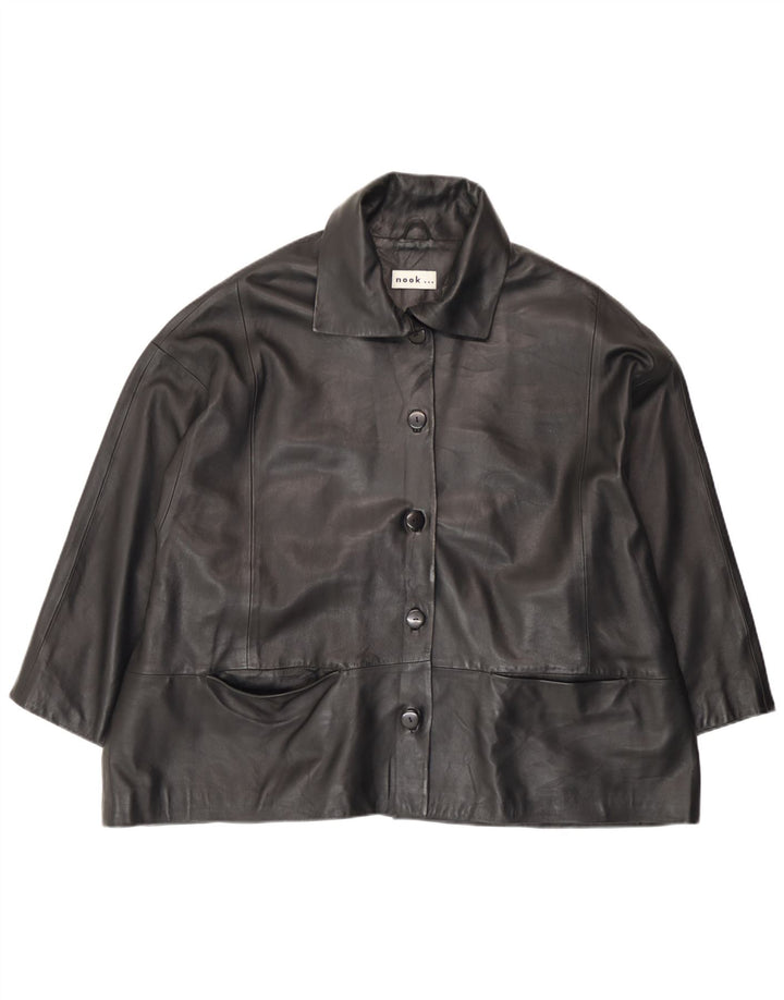 Vintage Γυναικείο Δερμάτινο Μπουφάν UK 18 XL Μαύρο Δερμάτινο