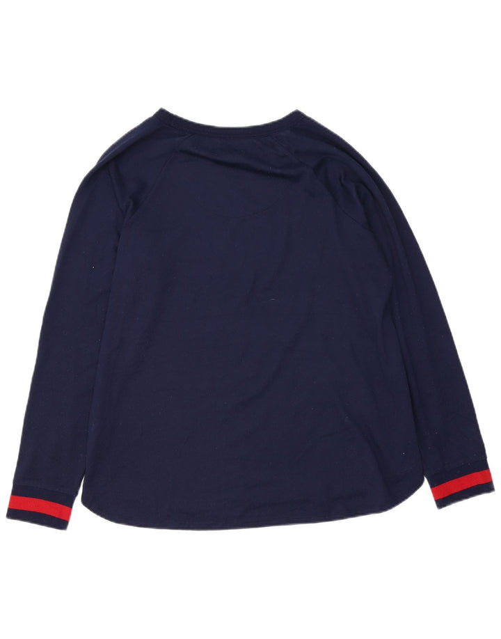 DKNY Γυναικείο γραφικό τοπ μακρυμάνικο UK 14 Medium Navy Blue Polyester