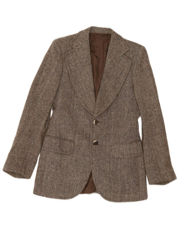 Vintage Ανδρικό τζάκετ Blazer 2 Κουμπιών IT 46 Μικρό Καφέ Ψαροκόκκαλο