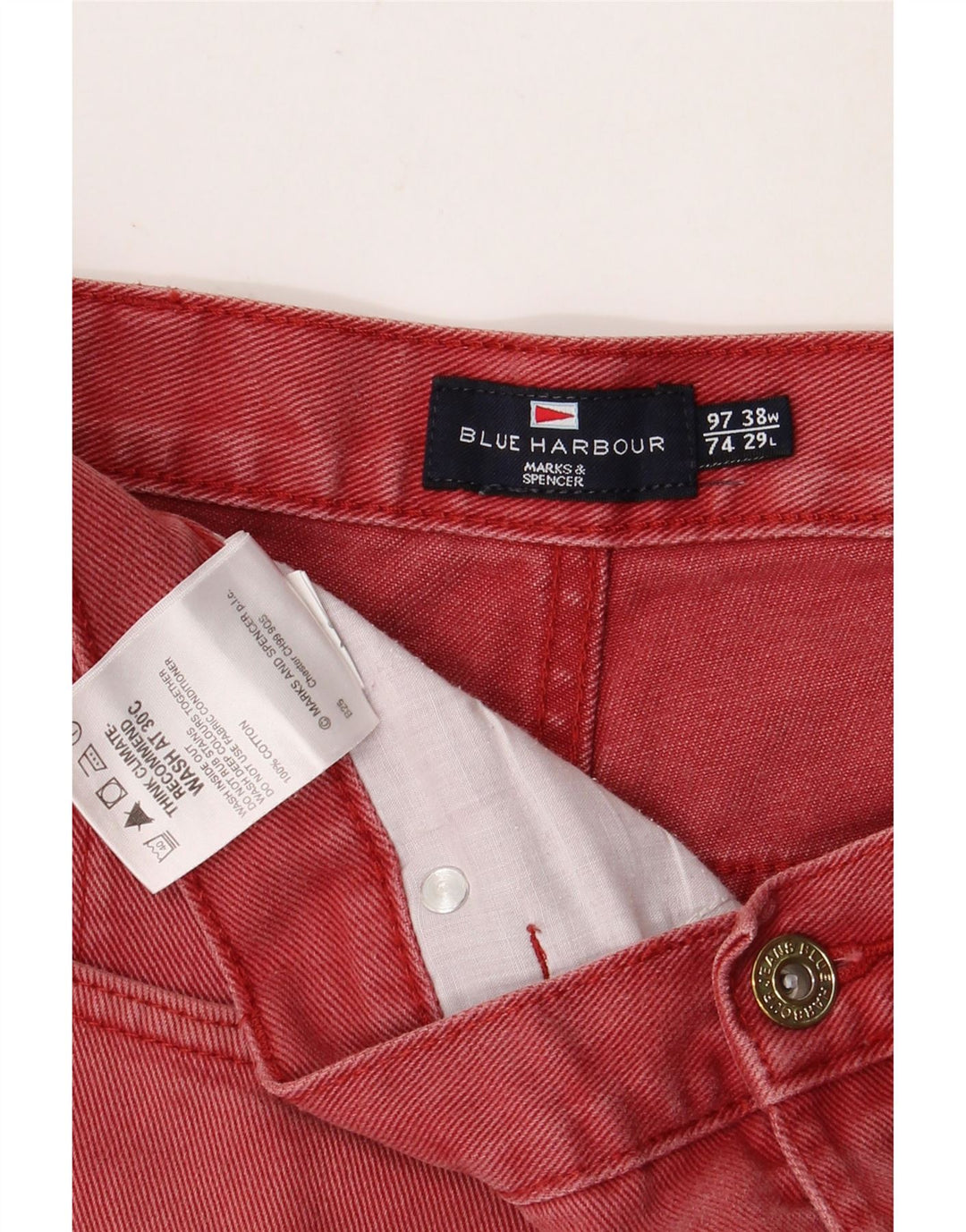 Ανδρικό τζιν Marks & Spencer Cropped Blue Harbour W38 L24 κόκκινο βαμβακερό