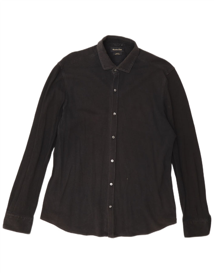 Ανδρικό πουκάμισο Massimo Dutti Slim Fit XL Μαύρο