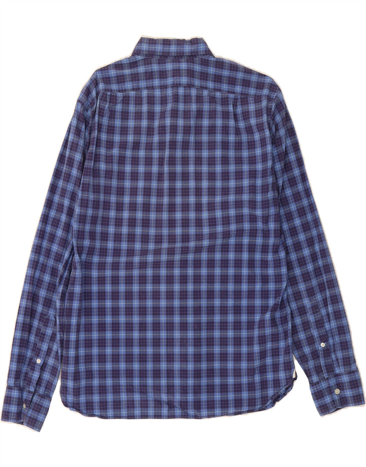 J. CREW Mens Slim Shirt Large Navy Blue Check Cotton Vintage J. Crew and Second-Hand J. Crew from Messina Hembry 