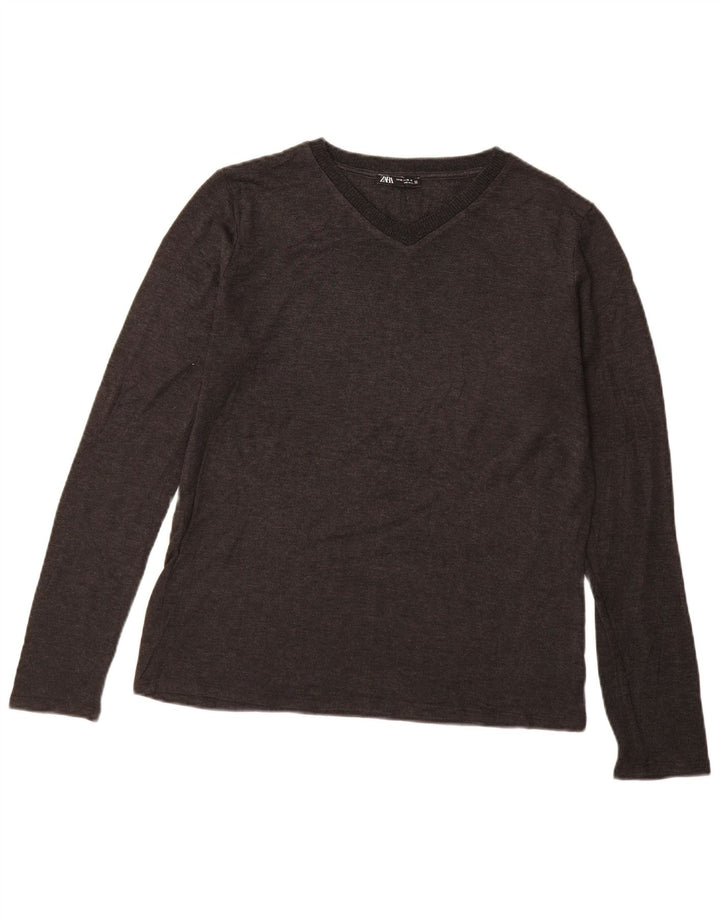 Γυναικείο τοπ ZARA μακρυμάνικο UK 18 XL γκρι ακρυλικό