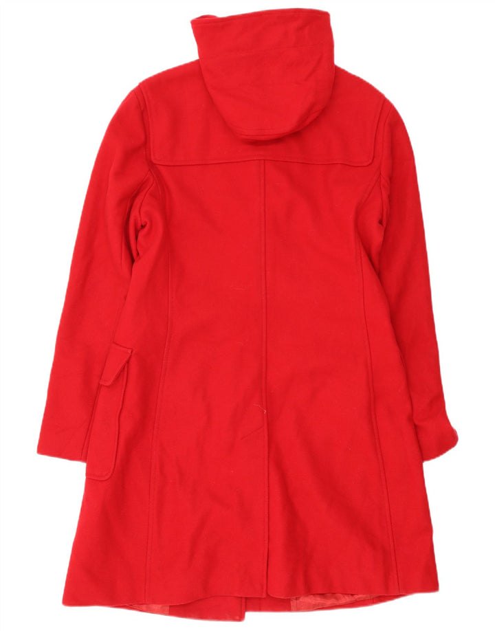 Benetton Γυναικείο παλτό Duffle με κουκούλα IT 46 μεγάλο κόκκινο μαλλί