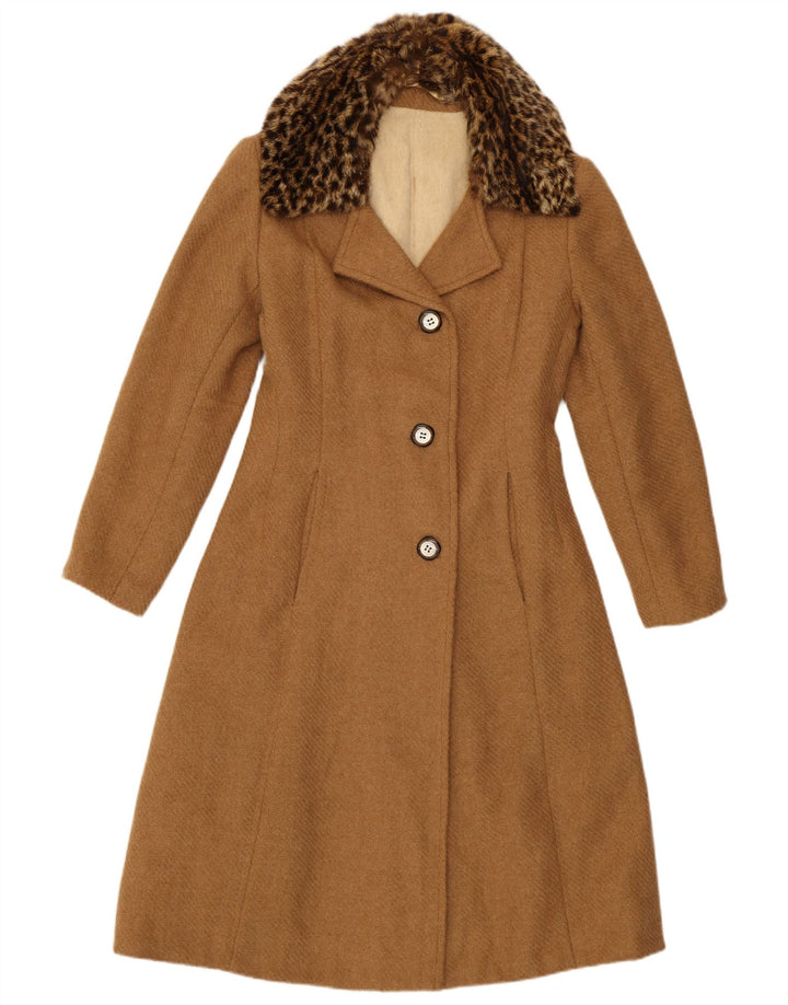 Vintage Γυναικείο Παλτό UK 10 Small Brown