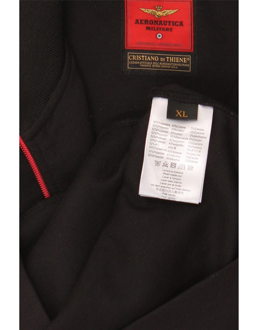 AERONAUTICA MILITARE Ανδρική φόρμα φόρμας γραφικών Top Jacket XL Μαύρο πολυεστέρα