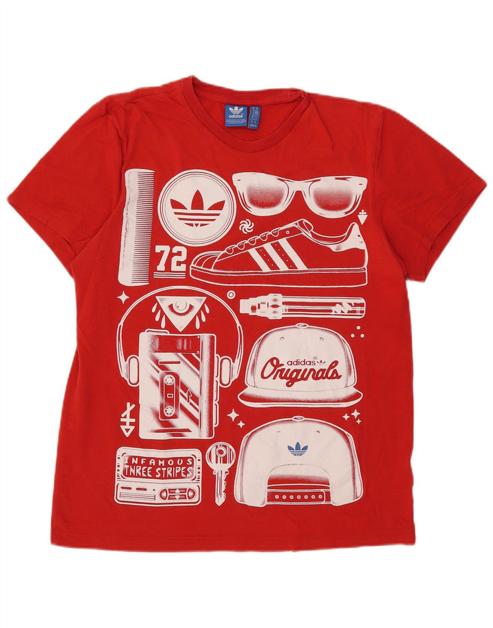 Ανδρικό γραφικό T-Shirt Adidas Top Μεσαίο κόκκινο βαμβακερό