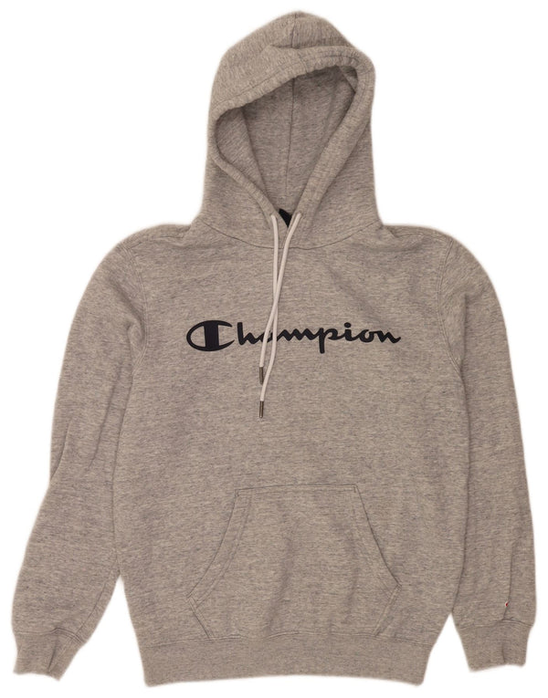 Ανδρικά γραφικά κουκούλα Champion από βαμβακερό μικρό γκρι χρώμα