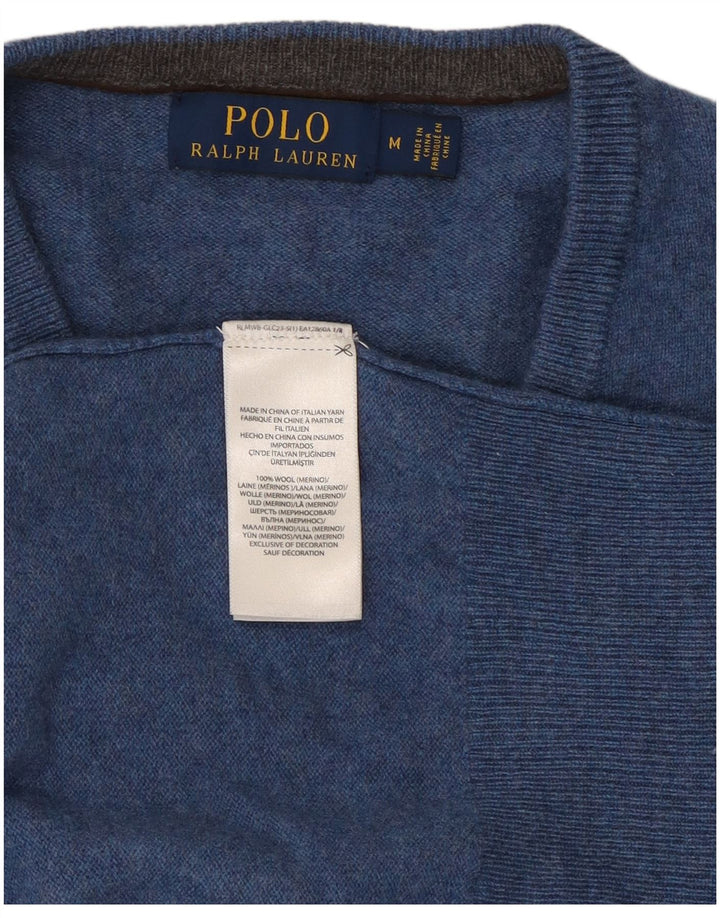 Πόλο Ralph Lauren Ανδρικό πουλόβερ με λαιμόκοψη με λαιμόκοψη σε μεσαίο μπλε μαλλί