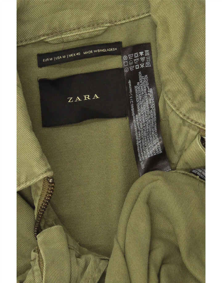 Zara Ανδρικό Bomber Jacket UK 38 Μεσαίο Πράσινο Βαμβακερό