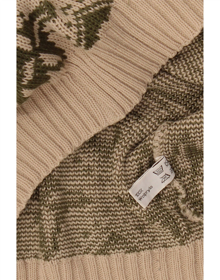 VINTAGE Γυναικείο πουλόβερ με λαιμόκαυστο IT 46 Μεγάλο Μπεζ γεωμετρικό