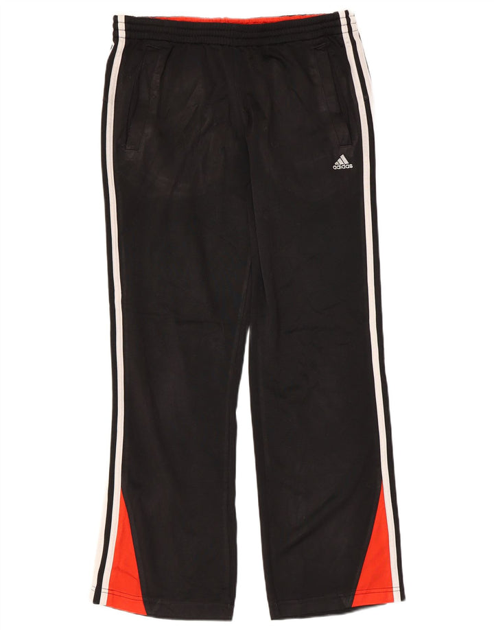 ADIDAS Boys Tracksuit Trousers 13-14 Years  Black Colourblock Polyester
