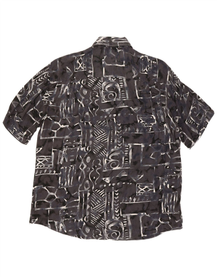 VINTAGE Mens Short Sleeve Shirt XL Grey Geometric