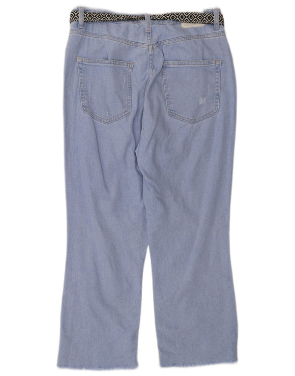 Zara Womens Distressed Cropped Jeans EU 38 Small W28 L24 Blue Cotton