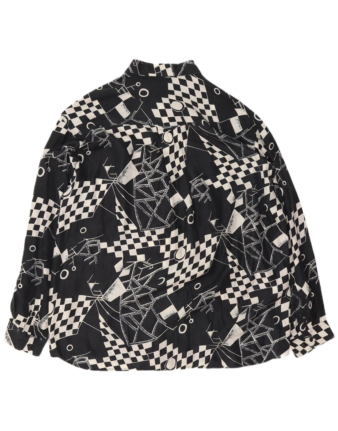 Ανδρικό πουκάμισο VINTAGE XL Μαύρο γεωμετρικό μετάξι