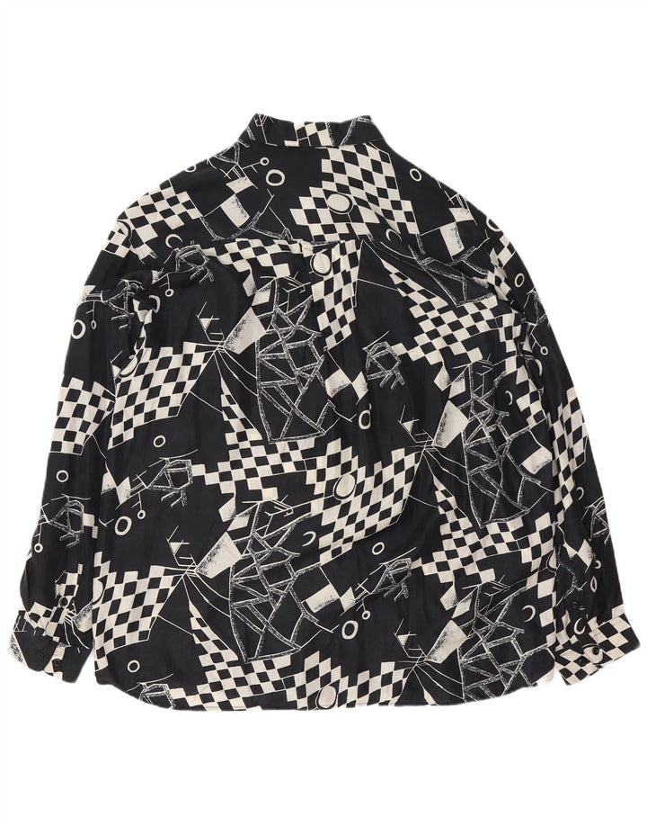 Ανδρικό πουκάμισο VINTAGE XL Μαύρο γεωμετρικό μετάξι