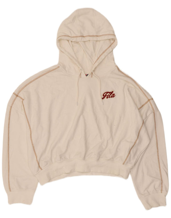 Fila Γυναικείο Crop Oversized Hoodie Jumper UK 16 Large λευκό βαμβακερό