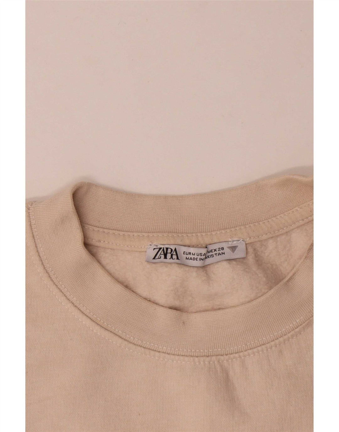 Zara Γυναικεία φούτερ Crop Jumper UK 14 Medium Off White Βαμβακερό