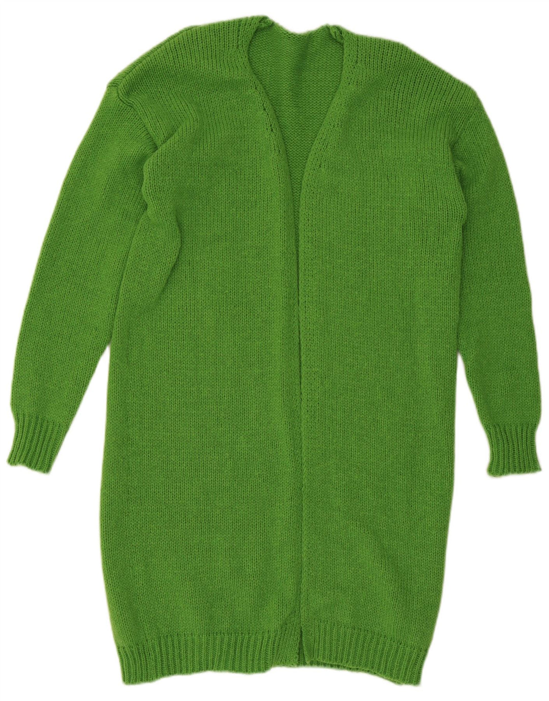 Vintage Γυναικείο Longline Open Cardigan πουλόβερ UK 14 Medium Green Polyester