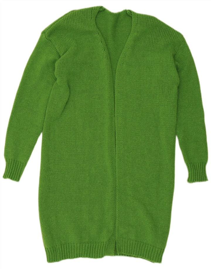 Vintage Γυναικείο Longline Open Cardigan πουλόβερ UK 14 Medium Green Polyester