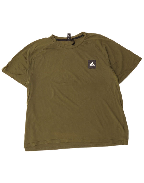 Ανδρικό T-Shirt Adidas Top 2XL Χακί βαμβακερό