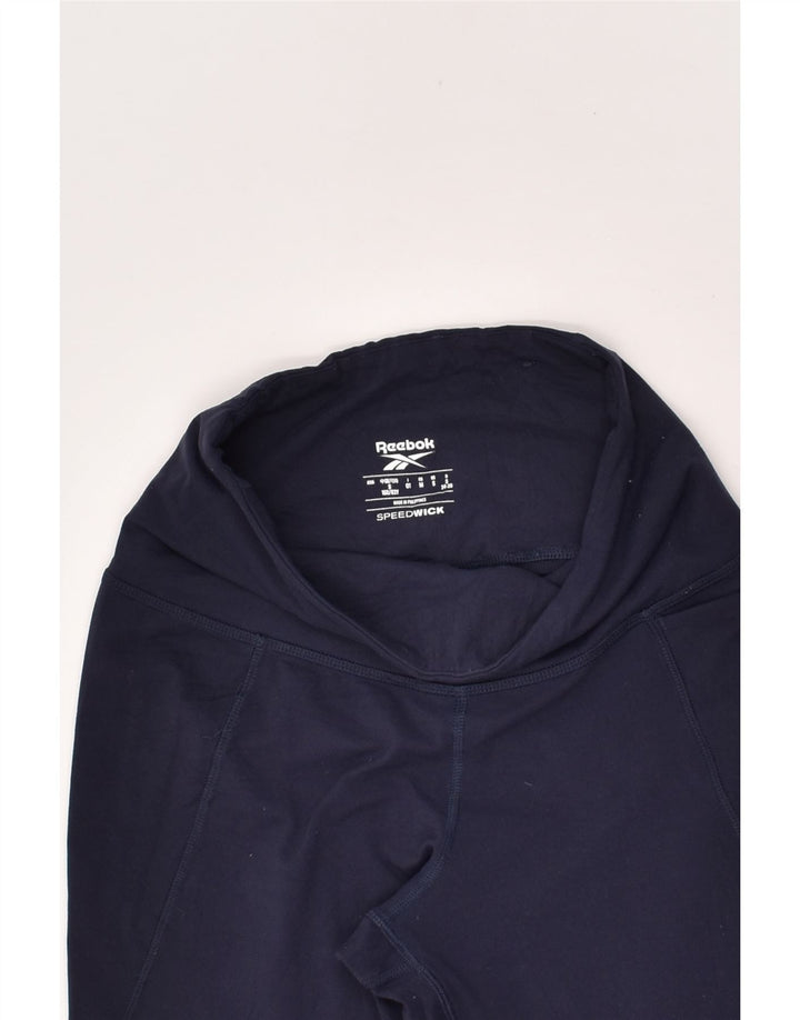 ADIDAS Womens High Waist Leggings UK 10 Small Navy Blue Nylon | Vintage Adidas | Thrift | Second-Hand Adidas | Used Clothing | Messina Hembry 