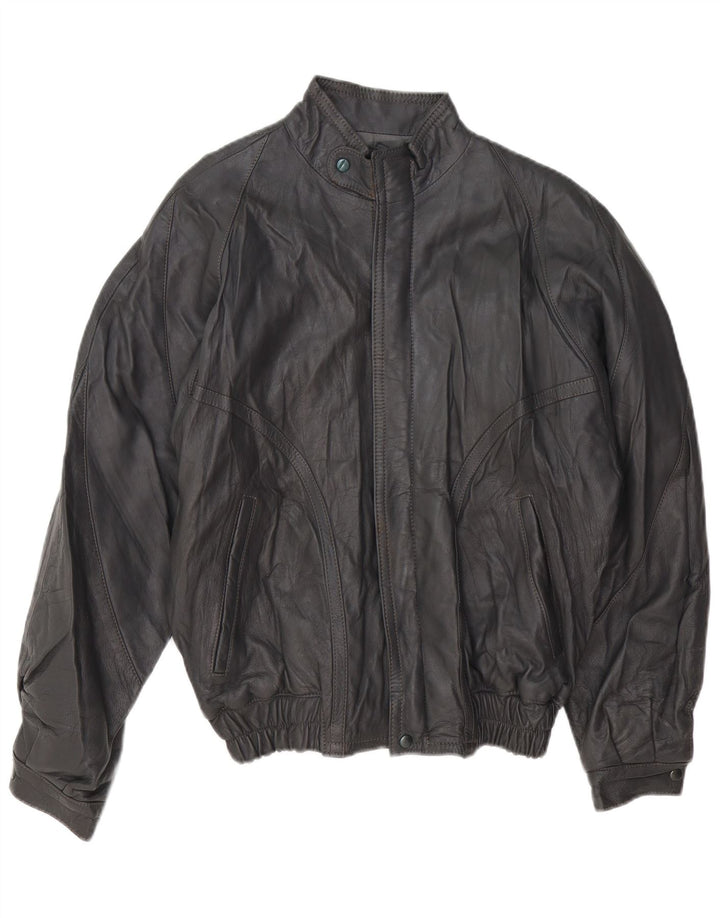 VINTAGE Ανδρικό Δερμάτινο Μπουφάν UK 40 Large Grey Leather