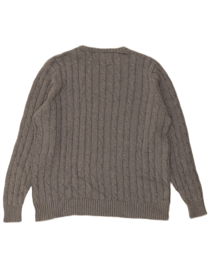Ανδρικό πουλόβερ με λαιμόκοψη MARKS & SPENCER Μπλε Harbor Crew Medium Grey