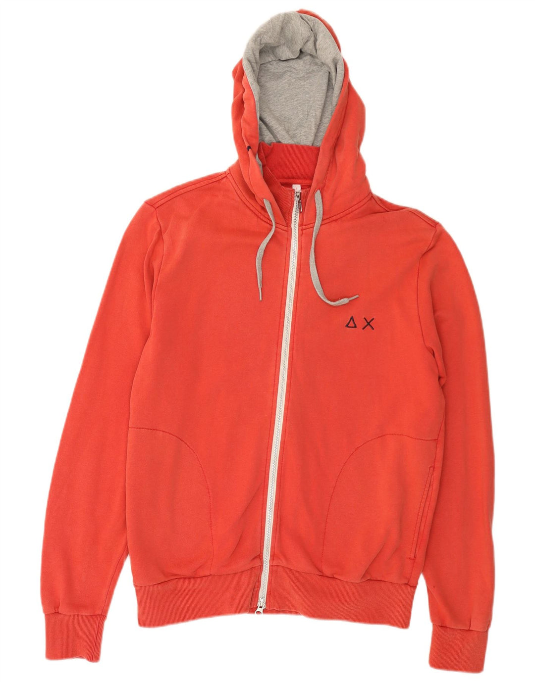 SUN68 Ανδρικό πουλόβερ με κουκούλα με φερμουάρ μεγάλο κόκκινο βαμβακερό