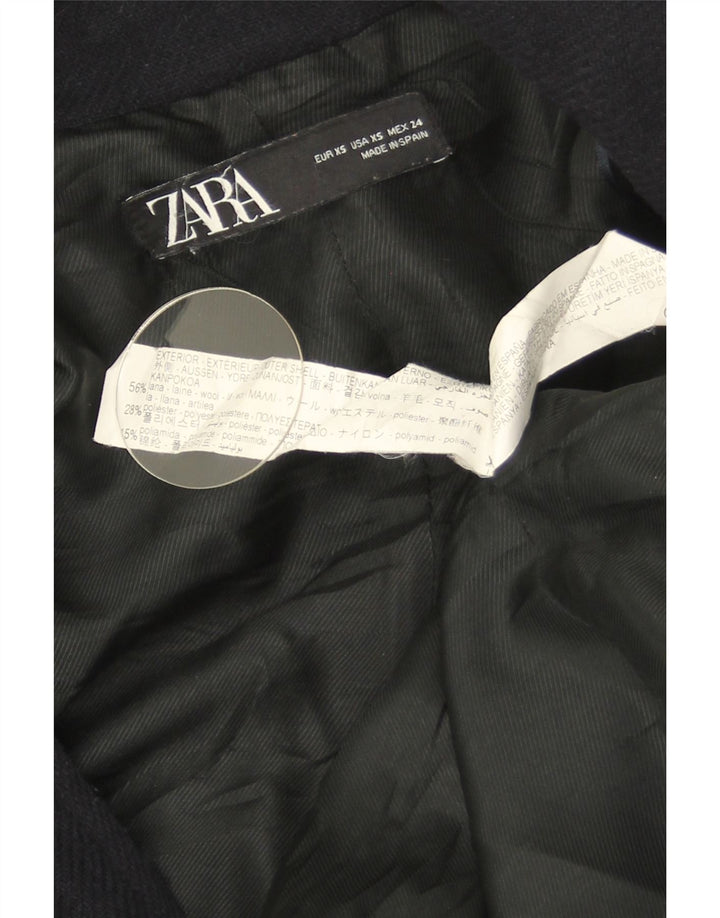 Zara Γυναικείο παλτό UK 6 XS Navy Blue Wool
