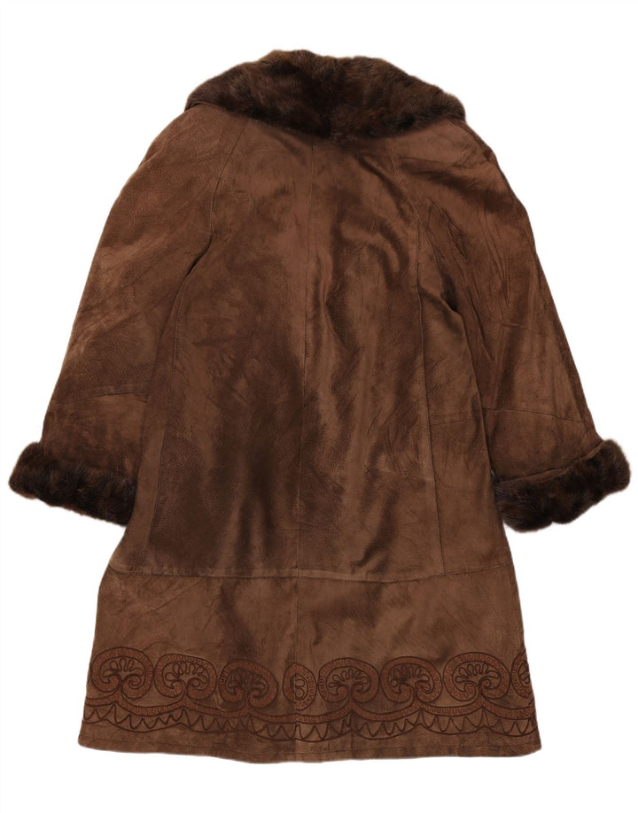 Vintage γυναικείο σουέτ πανωφόρι UK 14 Medium Brown Paisley