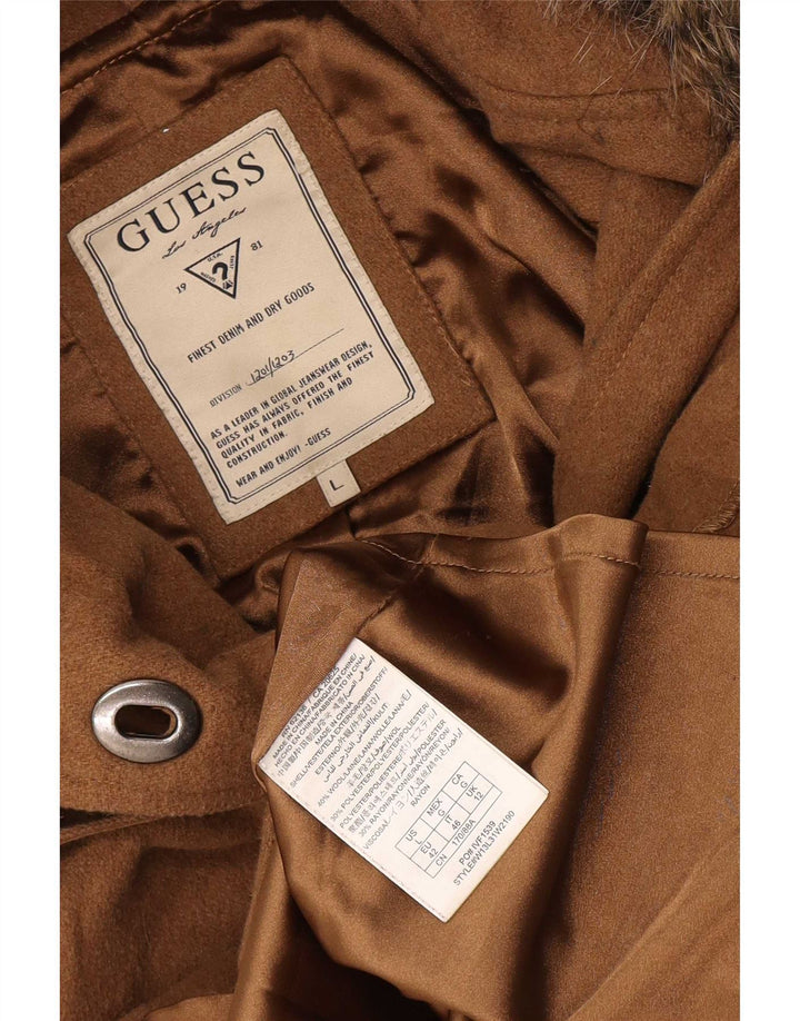 Γυναικείο παλτό Guess με κουκούλα UK 12 μεσαίο μπεζ μαλλί