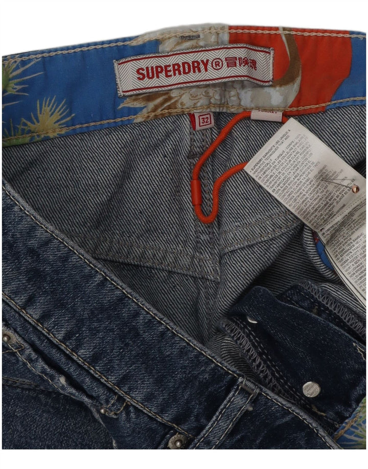 Γυναικείο τζιν σορτς SUPERDRY Distressed W32 μεγάλο μπλε βαμβακερό