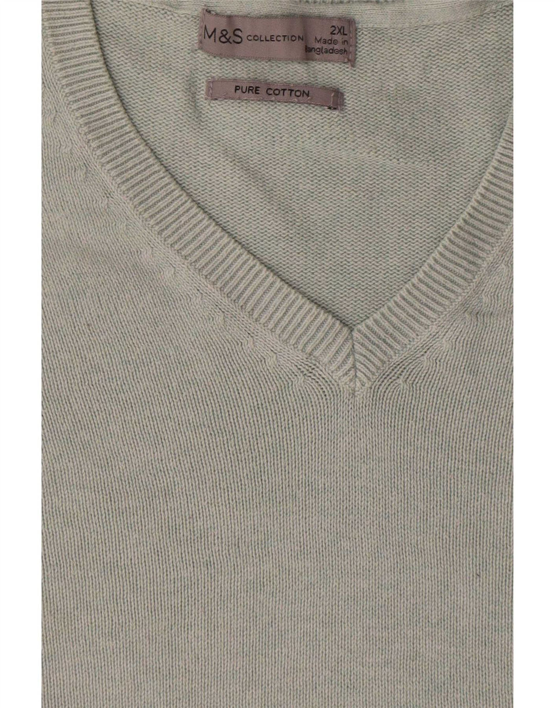 Marks & Spencer Ανδρικό πουλόβερ με λαιμόκοψη 2XL γκρι βαμβακερό