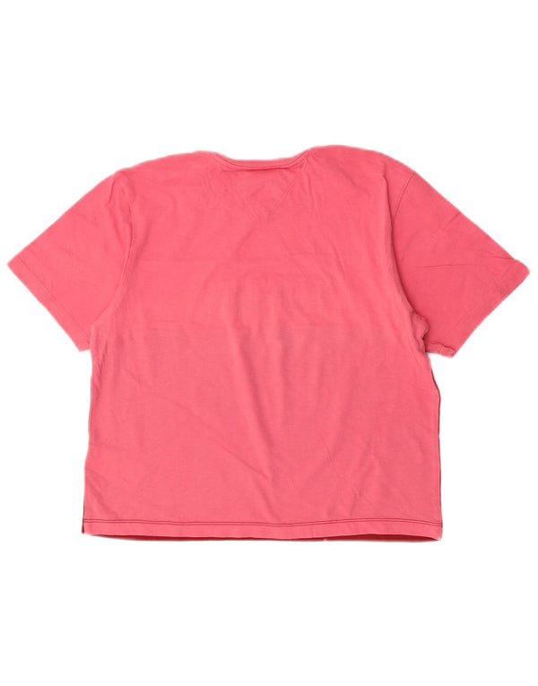Tommy Hilfiger Γυναικείο Crop Graphic T-Shirt Top UK 6 XS Pink Colourblock