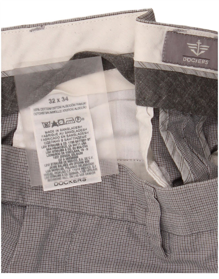 Dockers Ανδρικό ίσιο παντελόνι W32 L34 Γκρι βαμβακερό καρέ