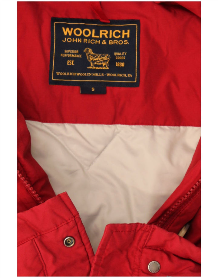 Woolrich Γυναικείο παλτό με κουκούλα μεγάλου μεγέθους padded UK 10 Small Burgundy