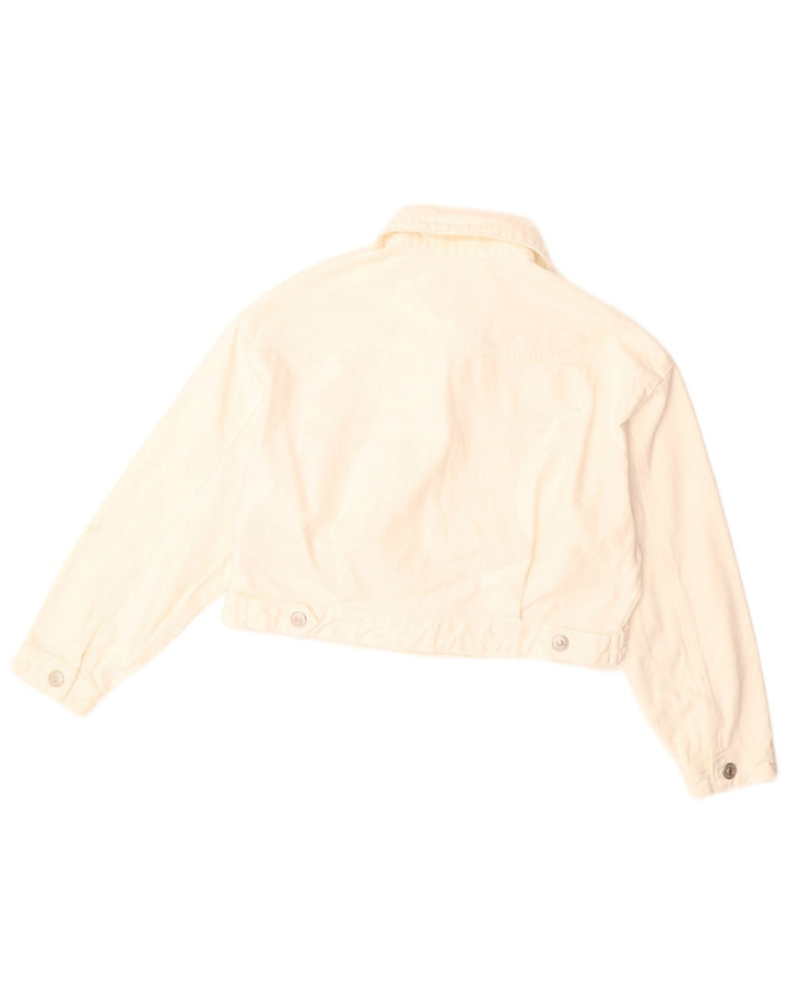 ZARA Γυναικείο Τζιν Μπουφάν UK 10 Small White Βαμβακερό