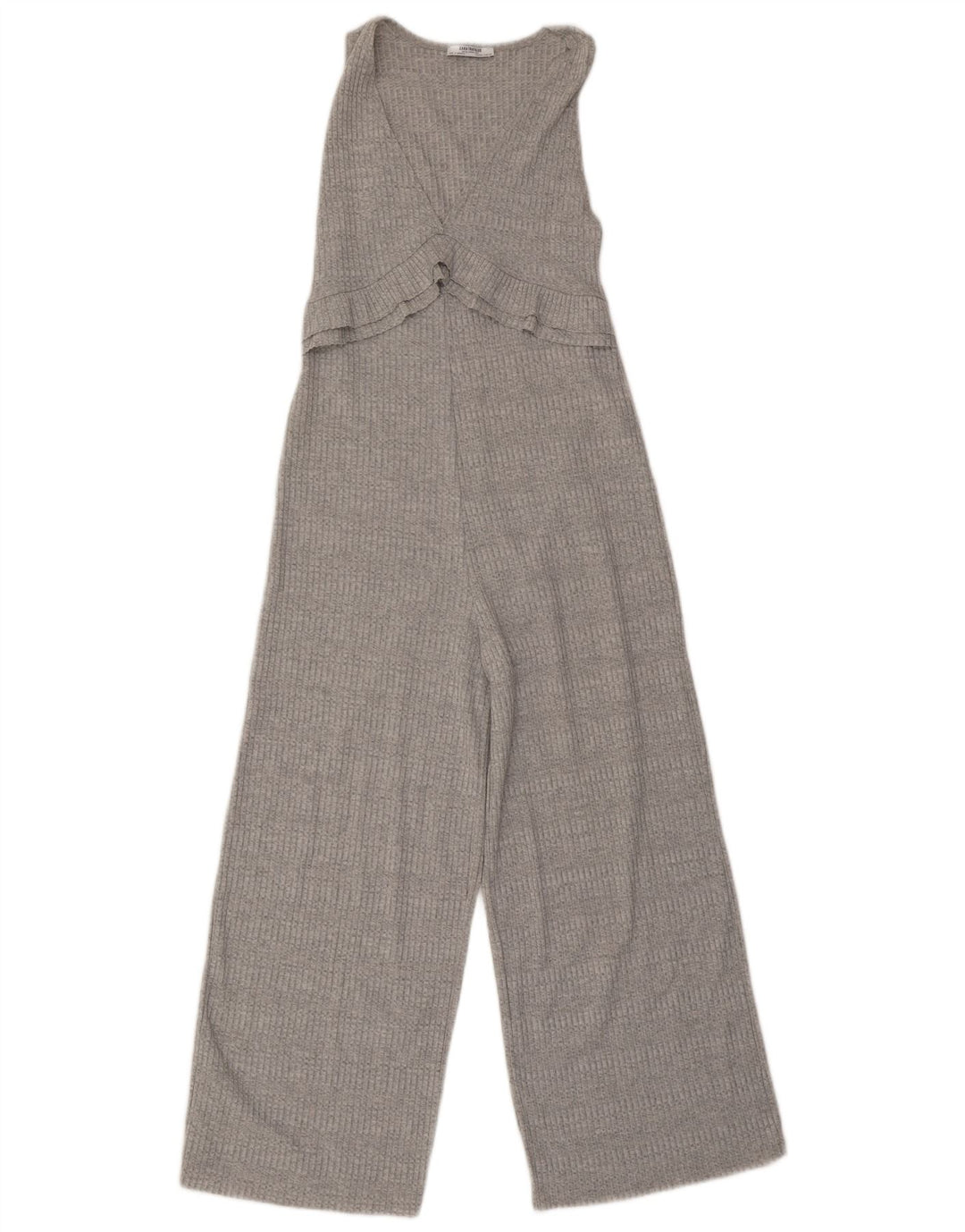 Zara γυναικεία πλεκτή φόρμα UK 8 Small Grey ριγέ πολυεστέρα