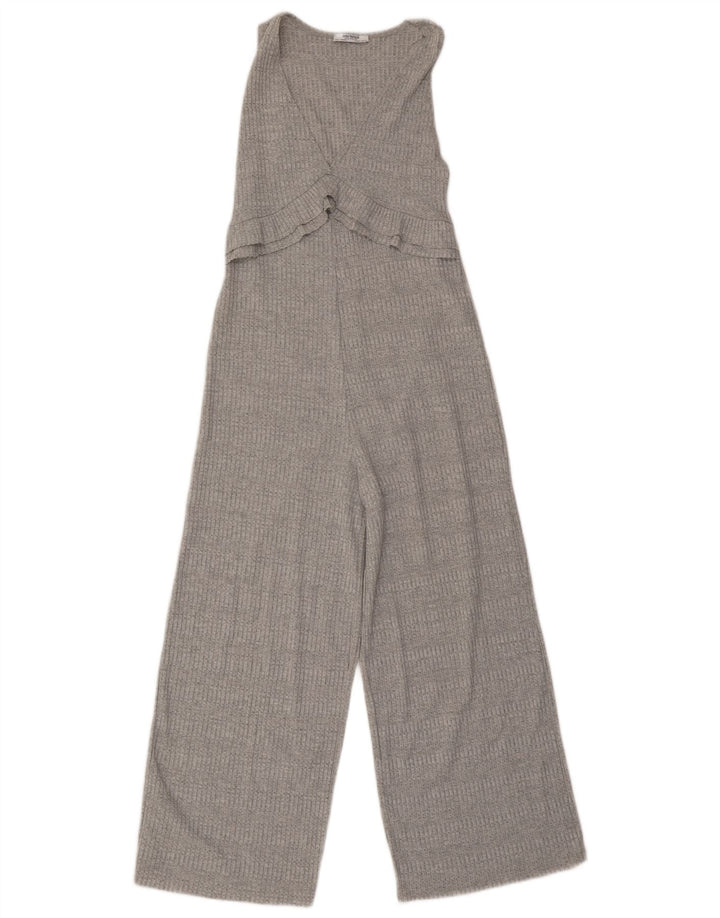 Zara γυναικεία πλεκτή φόρμα UK 8 Small Grey ριγέ πολυεστέρα