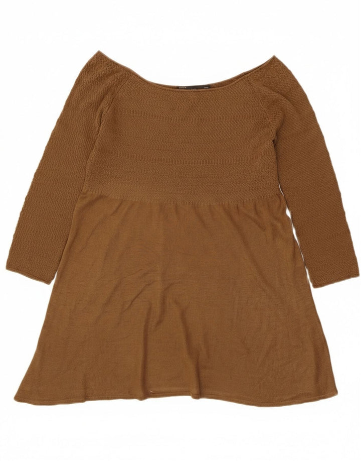 Zara Womens Off Shoulder Top UK 12 Medium Brown