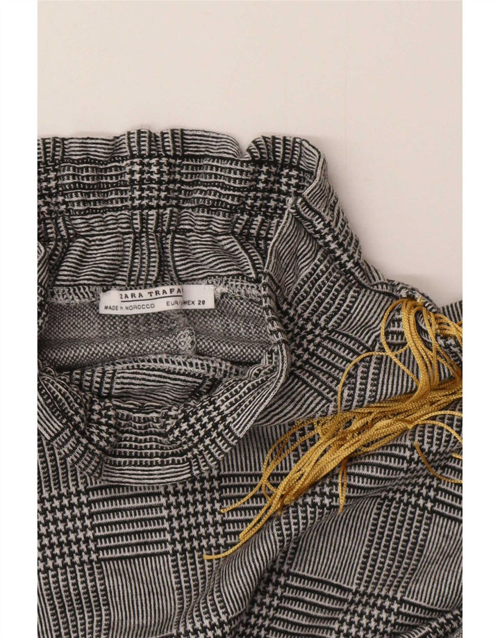 Zara Γυναικεία μακρυμάνικη μπλούζα τοπ UK 12 Medium Grey Check Classic