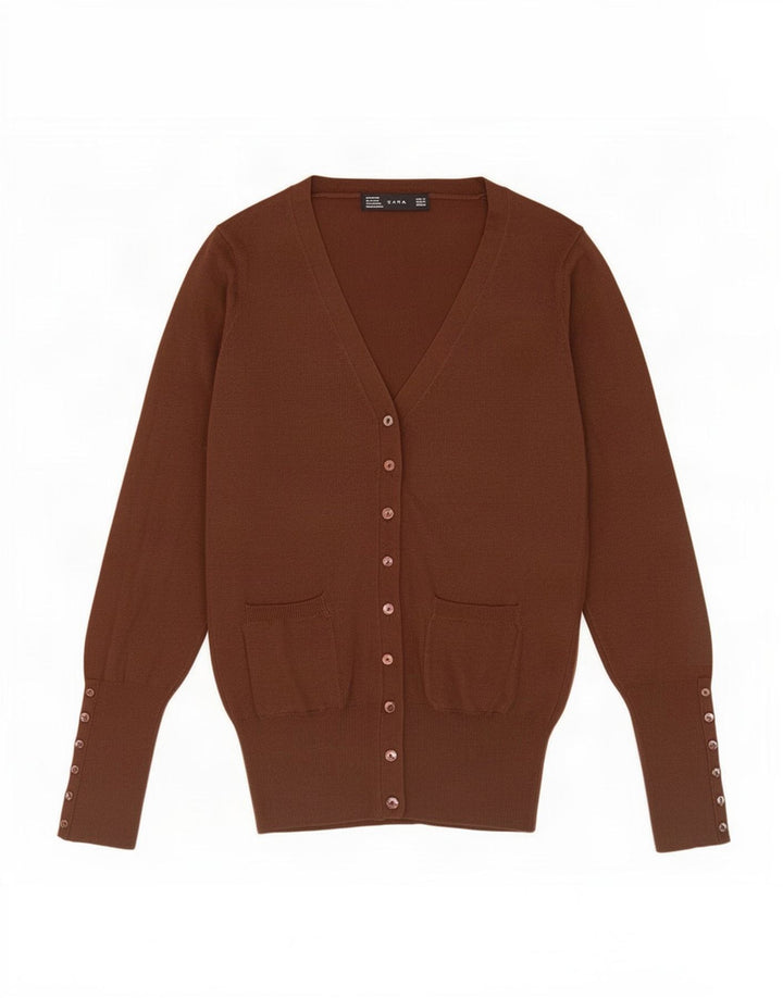 Zara Γυναικεία Ζακέτα UK 14 Medium Brown Rayon