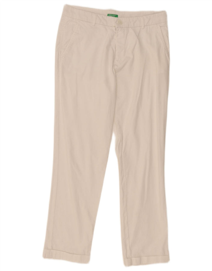 Benetton Γυναικείο Slim παντελόνι Chino W29 L26 Λευκό