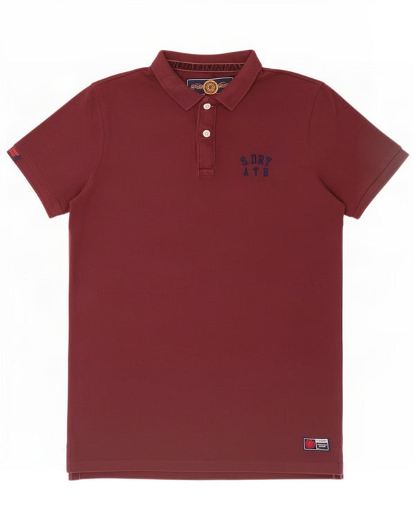 Superdry Mens Polo Shirt Large Burgundy Cotton