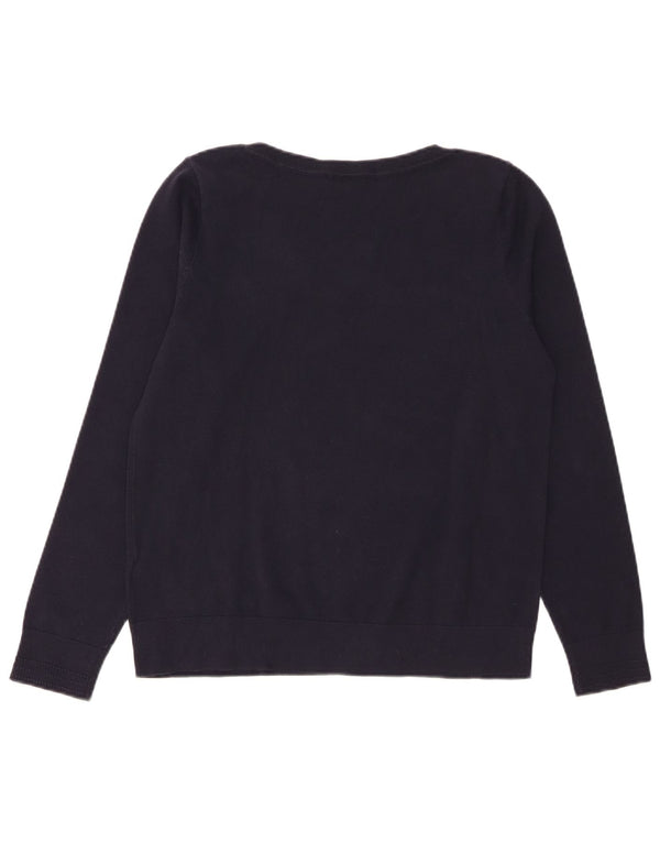 Tommy Hilfiger Womens Boat Neck Jumper Sweater UK 14 Large Navy Blue Cotton