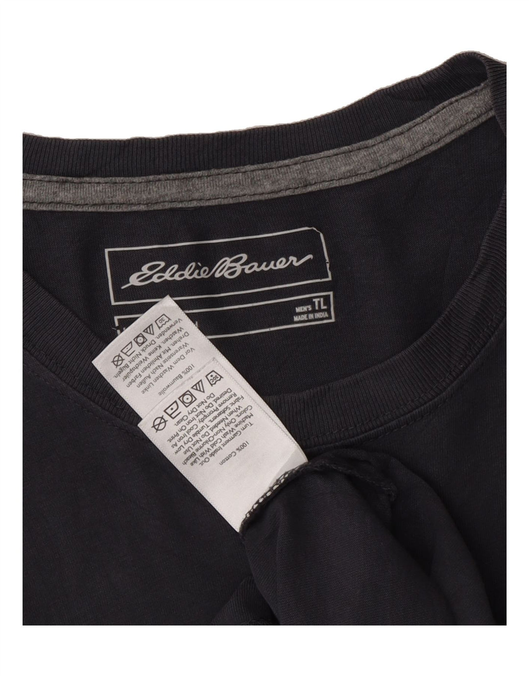 EDDIE BAUER Mens T-Shirt Top Large Navy Blue Cotton Vintage Eddie Bauer and Second-Hand Eddie Bauer from Messina Hembry 