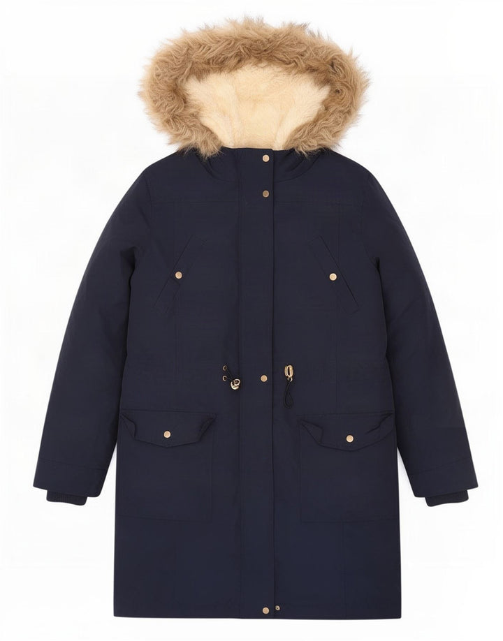 Γυναικείο Oasis Hooded Sherpa Parka Jacket UK 14 Medium Navy Blue Polyester