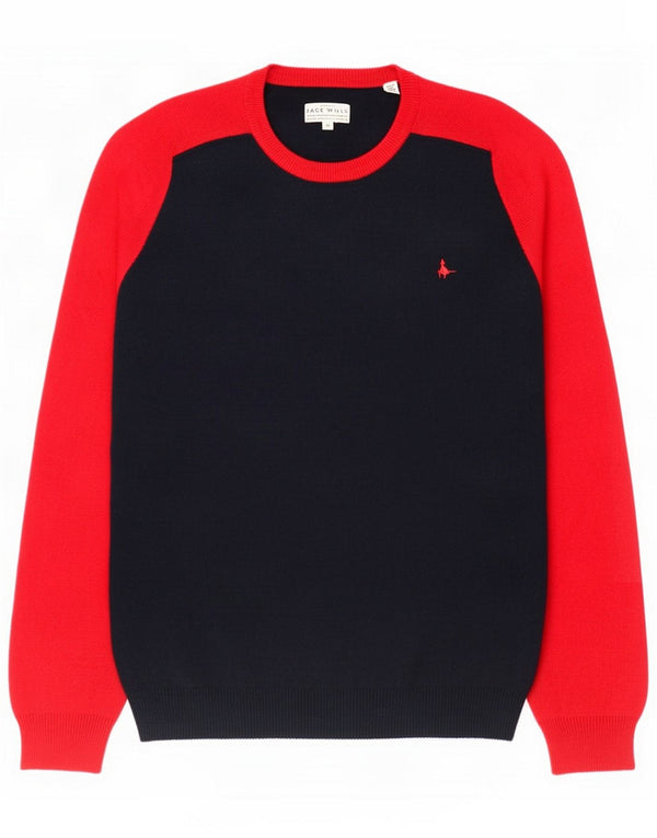 Jack Wills Mens Crew Neck Jumper πουλόβερ Medium Navy Blue Colorblock